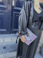 Lederl Blouse Riempje Mouw Zwart 4572