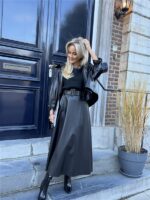 Lederl Blouse Riempje Mouw Zwart 4572