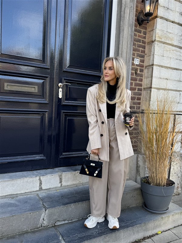 Barrelfit Lederlook Broek Taupe 7222-P8