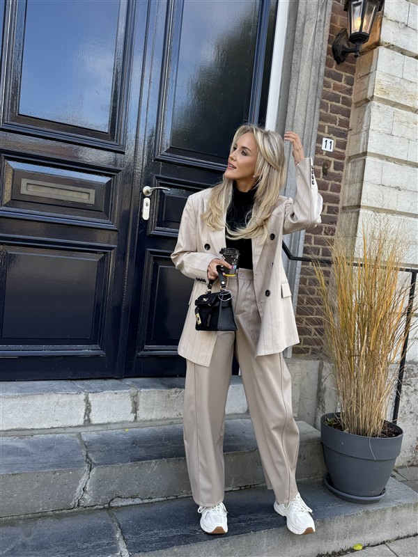 Barrelfit Lederlook Broek Taupe 7222-P8