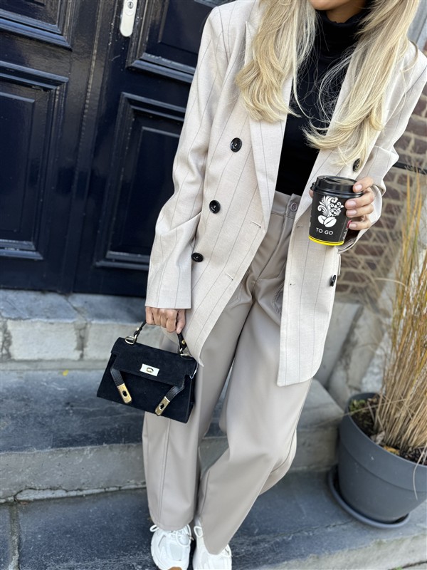 Barrelfit Lederlook Broek Taupe 7222-P8