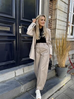 Barrelfit Lederlook Broek Taupe 7222-P8