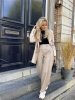 Barrelfit Lederlook Broek Taupe 7222-P8