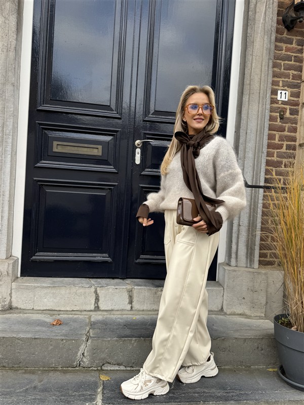 Barrelfit Lederlook Broek Ecru 7222-P8