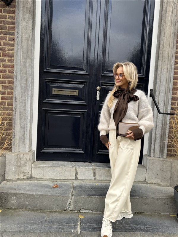 Barrelfit Lederlook Broek Ecru 7222-P8