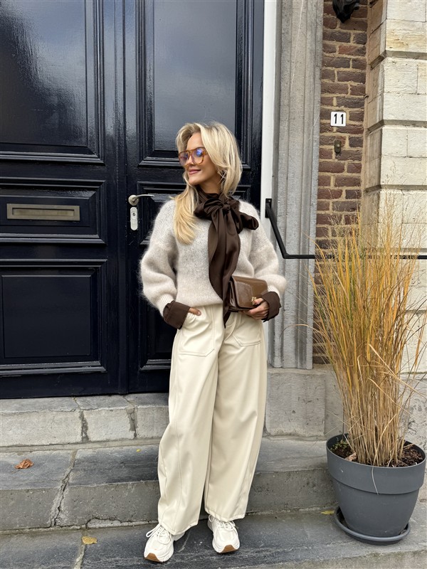 Barrelfit Lederlook Broek Ecru 7222-P8