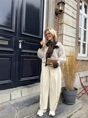 Barrelfit Lederlook Broek Ecru 7222-P8