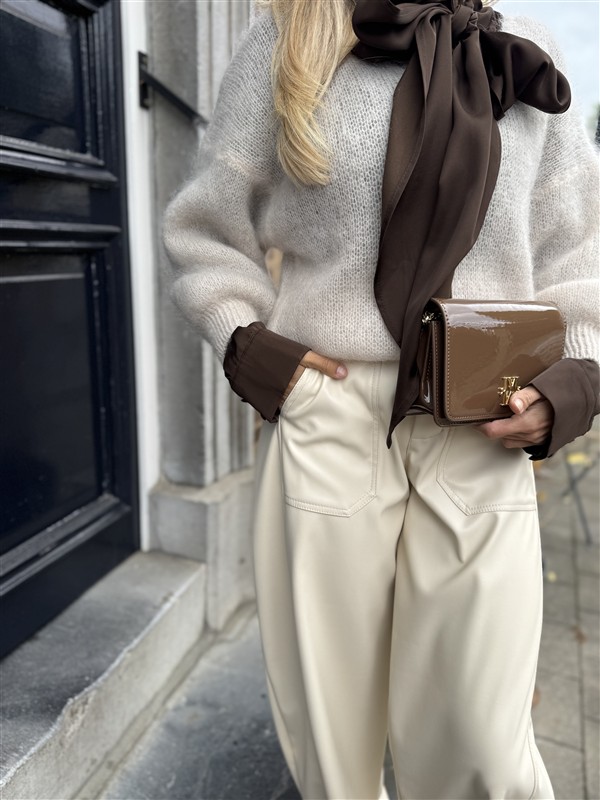 Barrelfit Lederlook Broek Ecru 7222-P8