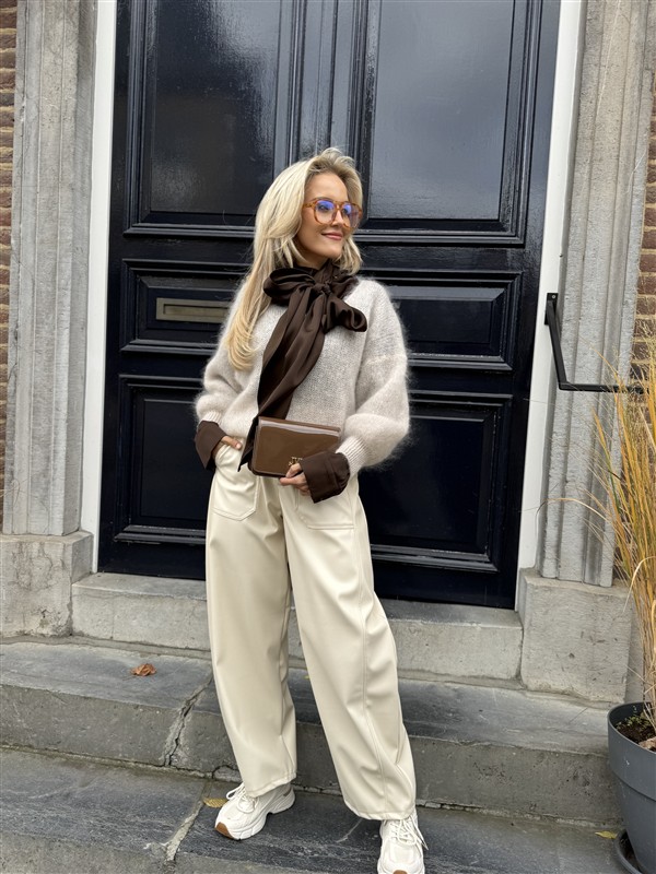 Barrelfit Lederlook Broek Ecru 7222-P8