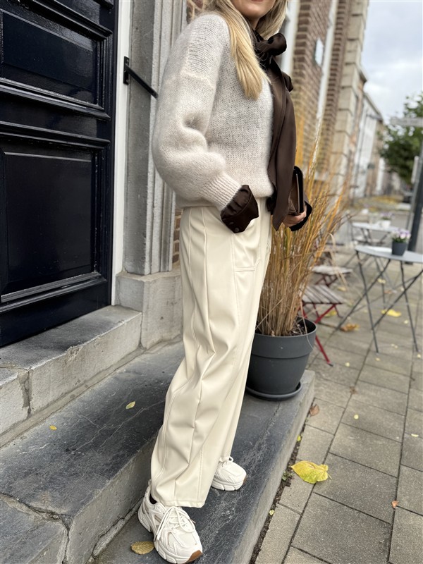 Barrelfit Lederlook Broek Ecru 7222-P8