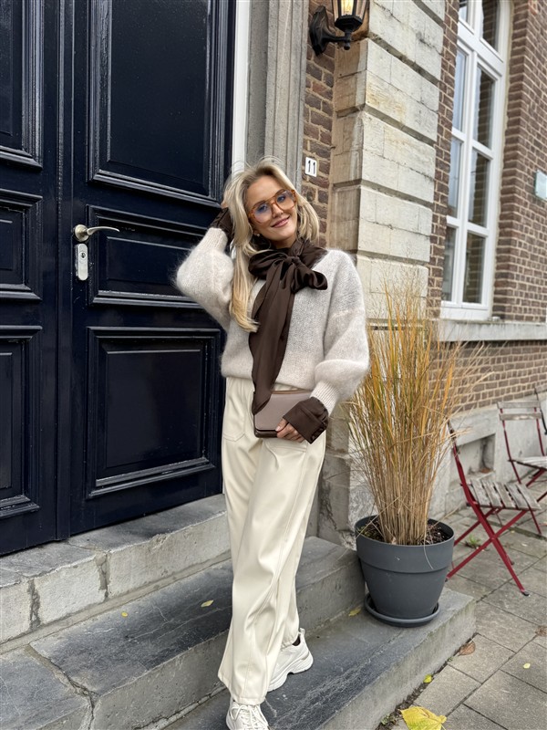 Barrelfit Lederlook Broek Ecru 7222-P8