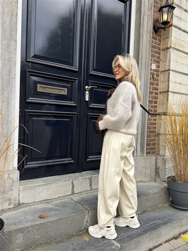 Barrelfit Lederlook Broek Ecru 7222-P8