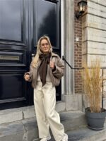 Lederlook Bomber Frons Beige Ld3528