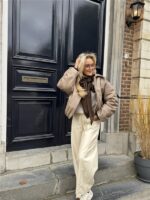 Lederlook Bomber Frons Beige Ld3528