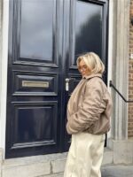 Lederlook Bomber Frons Beige Ld3528