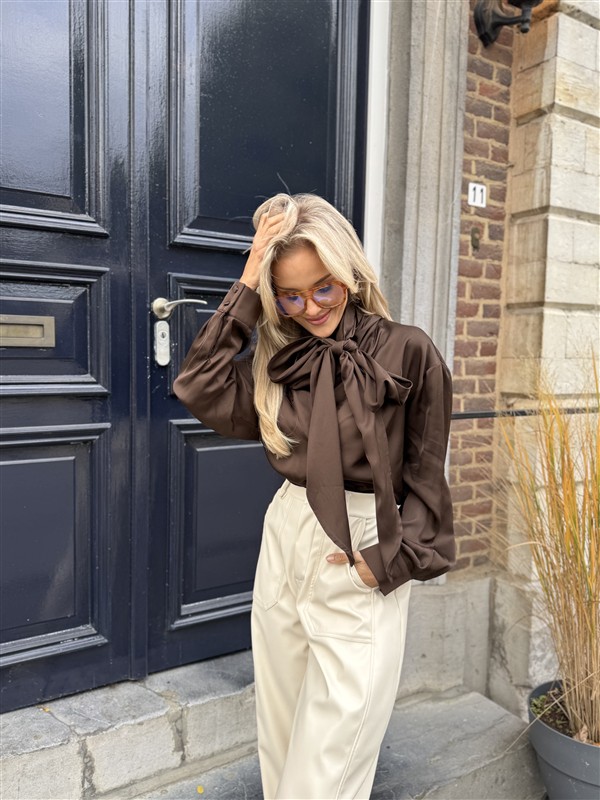 Bow Blouse Ld3497 Bruin