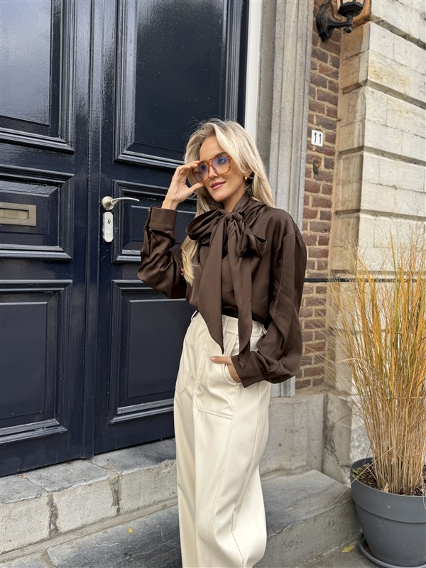 Bow Blouse Ld3497 Bruin