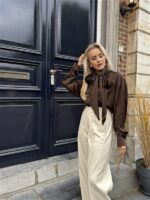 Bow Blouse Ld3497 Bruin