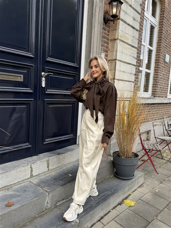 Barrelfit Lederlook Broek Ecru 7222-P8