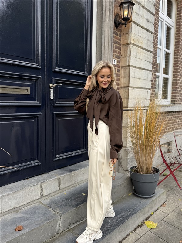 Barrelfit Lederlook Broek Ecru 7222-P8