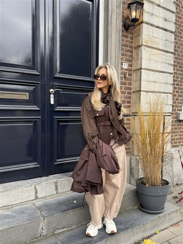 Barrelfit Lederlook Broek Beige 7222-P8