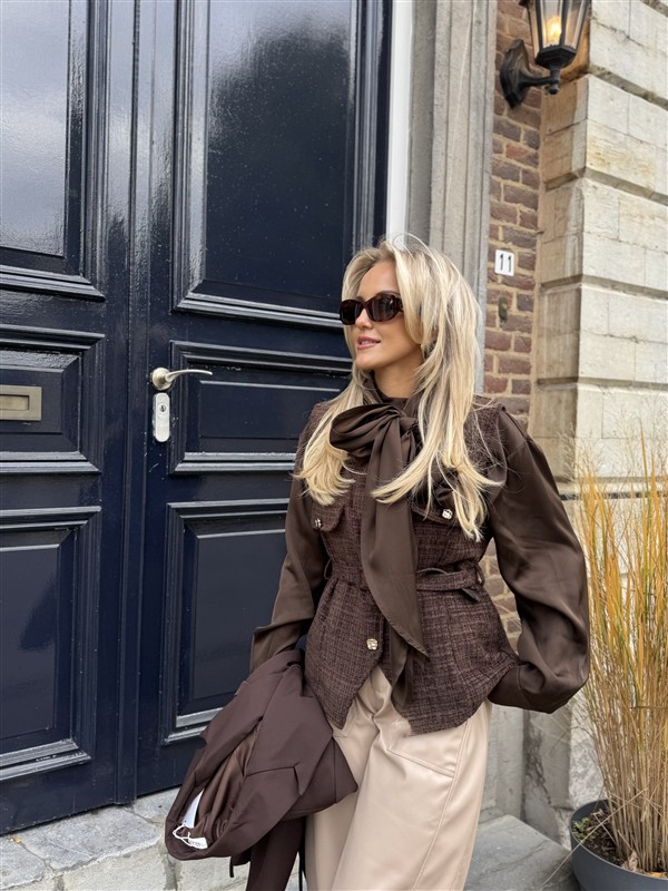 Bow Blouse Ld3497 Bruin