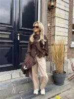 Barrelfit Lederlook Broek Beige 7222-P8