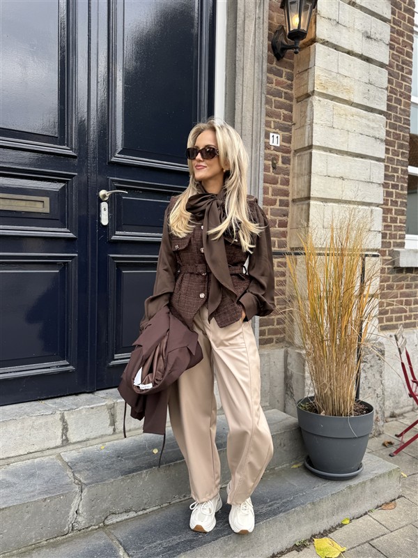 Barrelfit Lederlook Broek Beige 7222-P8