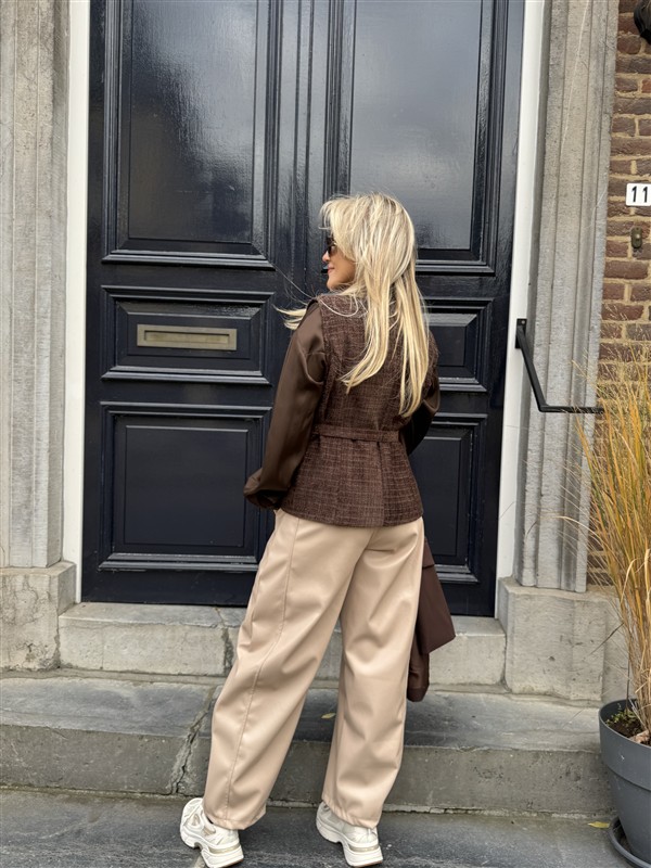 Barrelfit Lederlook Broek Beige 7222-P8