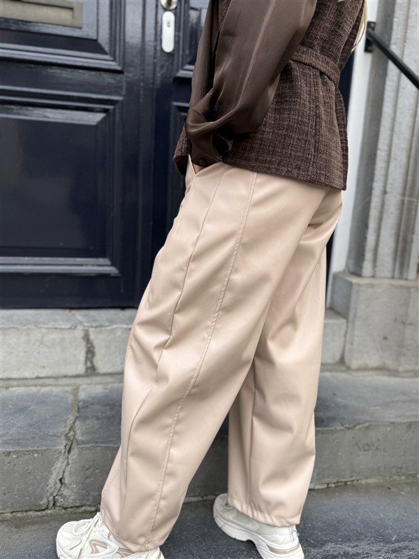 Barrelfit Lederlook Broek Beige 7222-P8