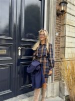 Geruiten Jurkje Blauw Bruin