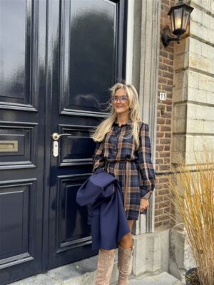 Geruiten Jurkje Blauw Bruin