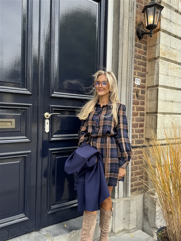 Geruiten Jurkje Blauw Bruin