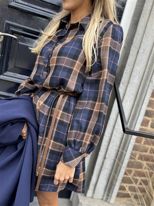 Geruiten Jurkje Blauw Bruin