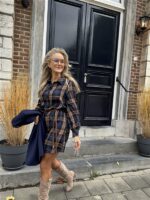 Geruiten Jurkje Blauw Bruin