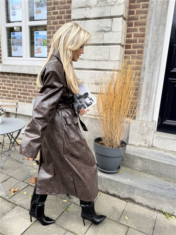 Lederlook Maxi Mantel Buttons Ld3508