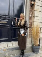 Lederlook Maxi Mantel Buttons Ld3508