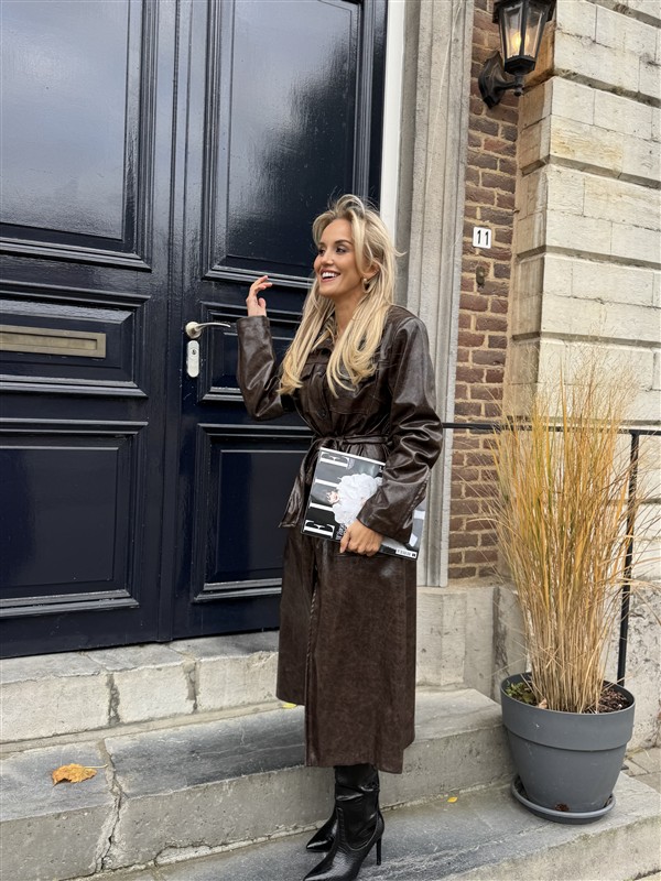 Lederlook Maxi Mantel Buttons Ld3508