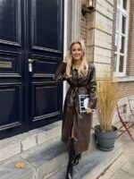 Lederlook Maxi Mantel Buttons Ld3508