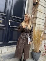 Lederlook Maxi Mantel Buttons Ld3508