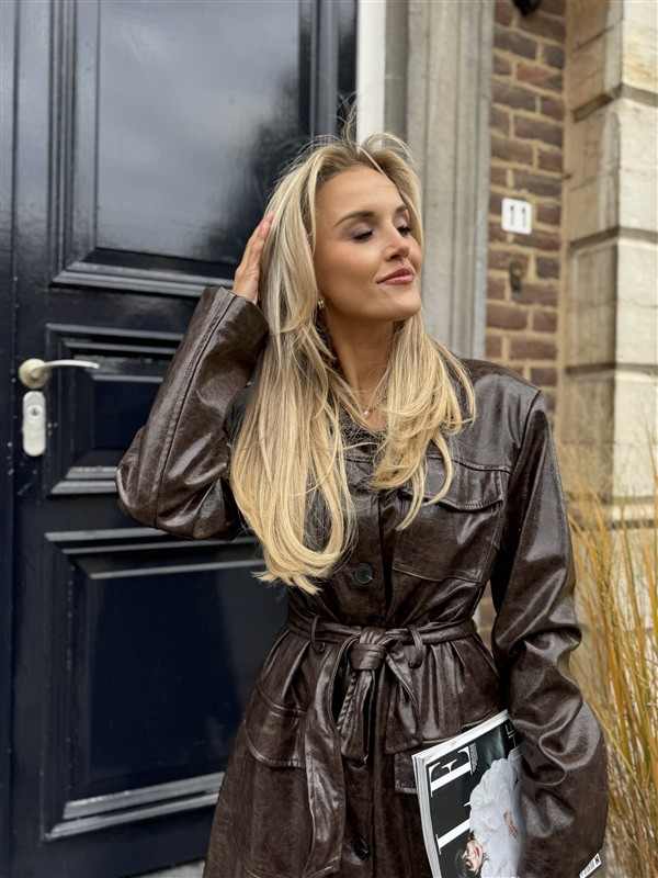 Lederlook Maxi Mantel Buttons Ld3508