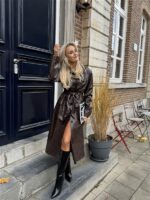 Lederlook Maxi Mantel Buttons Ld3508