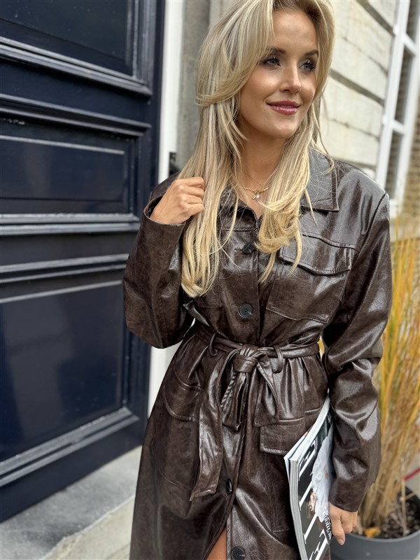 Lederlook Maxi Mantel Buttons Ld3508