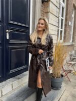 Lederlook Maxi Mantel Buttons Ld3508