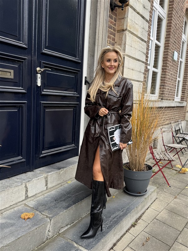 Lederlook Maxi Mantel Buttons Ld3508