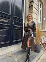 Lederlook Maxi Mantel Buttons Ld3508