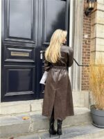 Lederlook Maxi Mantel Buttons Ld3508