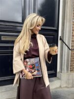 Suedine Vest Open Met Zakken Beige 23154