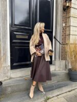 Suedine Vest Open Met Zakken Beige 23154