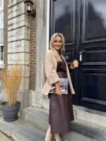 Suedine Vest Open Met Zakken Beige 23154